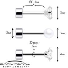 Load image into Gallery viewer, 20G Clear Gem White Orb Flatback Earring Set of 6

