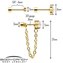 Load image into Gallery viewer, 20G Clear Gem Gold Tone Ball Chain Dangle Flatback Earring Set of 6
