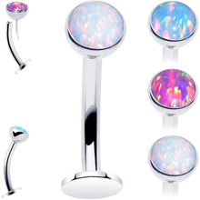 Load image into Gallery viewer, Synthetic Opal Bezel Titanium Threadless Floating Belly Ring
