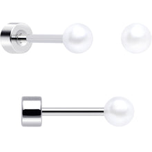 Load image into Gallery viewer, 20G Clear Gem White Orb Butterfly Flatback Earring Set of 6
