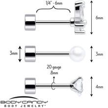 Load image into Gallery viewer, 20G Clear Gem White Orb Butterfly Flatback Earring Set of 6
