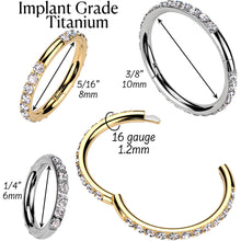 Load image into Gallery viewer, Implant Grade Titanium Forward CZ Double Sided Hoop Segment Ring
