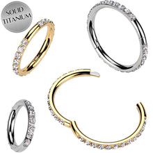 Load image into Gallery viewer, Implant Grade Titanium Forward CZ Double Sided Hoop Segment Ring
