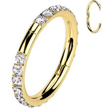 Load image into Gallery viewer, Implant Grade Titanium Forward CZ Double Sided Hoop Segment Ring
