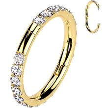 Load image into Gallery viewer, Implant Grade Titanium Forward CZ Double Sided Hoop Segment Ring
