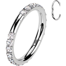 Load image into Gallery viewer, Implant Grade Titanium Forward CZ Double Sided Hoop Segment Ring

