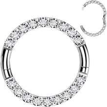 Load image into Gallery viewer, 16G Implant Grade Titanium CZ Double Row Hoop Segment Ring
