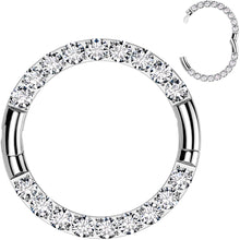 Load image into Gallery viewer, 16G Implant Grade Titanium CZ Double Row Hoop Segment Ring
