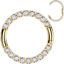 Load image into Gallery viewer, 16G Implant Grade Titanium CZ Double Row Hoop Segment Ring

