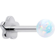 Load image into Gallery viewer, Titanium Reversible Flower Flat Back Stud 18G Synthetic Opal Ball
