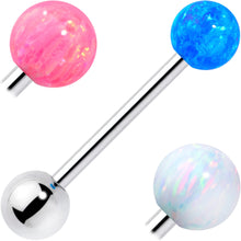 Load image into Gallery viewer, Synthetic Opal Hypoallergenic Titanium Barbell Tongue Ring
