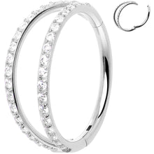 Load image into Gallery viewer, Micro Gem Titanium Hinged Double Nose Hoop

