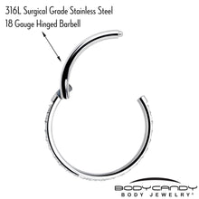 Load image into Gallery viewer, 18G 3/8 Clear CZ Gem Titanium Forward Facing Hinged Segment Ring

