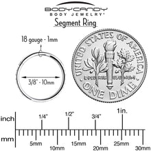 Load image into Gallery viewer, 18G 3/8 Clear CZ Gem Titanium Forward Facing Hinged Segment Ring

