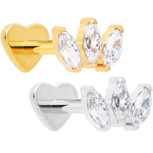 Load image into Gallery viewer, Titanium Flat Back Earring Trio Gem- 18G Threadless Reversible Heart
