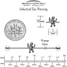 Load image into Gallery viewer, 14G Two Tone Halloween Mummy Industrial Barbell 38mm
