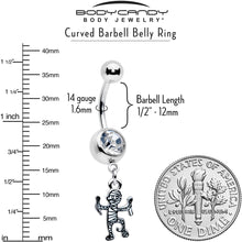 Load image into Gallery viewer, Clear Gem Two Tone Halloween Mummy Dangle Belly Ring
