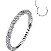 Load image into Gallery viewer, 18G Implant Grade Titanium Triple Sided Micro Gem Hinged Nose Hoop
