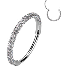 Load image into Gallery viewer, 20G Implant Grade Titanium Triple Sided Micro Gem Hinged Nose Hoop
