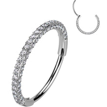 Load image into Gallery viewer, 20G Implant Grade Titanium Triple Sided Micro Gem Hinged Nose Hoop
