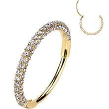 Load image into Gallery viewer, 20G Gold PVD Implant Grade Titanium Triple Sided Micro Gem Hinged Nose Hoop
