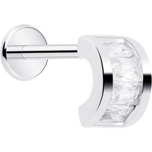 Load image into Gallery viewer, 18G 5/16 CZ Gem Horseshoe Threadless Push In Labret Monroe Tragus
