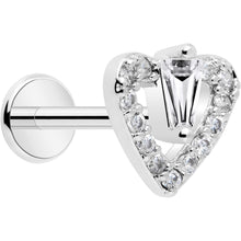 Load image into Gallery viewer, 18G 5/16 CZ Gem Heart Threadless Push In Labret Monroe Tragus
