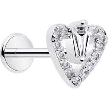 Load image into Gallery viewer, 18G 5/16 CZ Gem Heart Threadless Push In Labret Monroe Tragus
