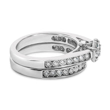 Load image into Gallery viewer, Sterling Silver 1/2 Cttw Diamond Cluster Flower Bridal Set
