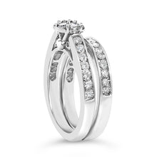 Load image into Gallery viewer, Sterling Silver 1/2 Cttw Diamond Cluster Flower Bridal Set
