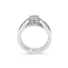 Load image into Gallery viewer, Sterling Silver 1/2 Cttw Diamond Cluster Flower Bridal Set
