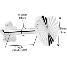 Load image into Gallery viewer, 18G Titanium Flat Back Earring Threadless Reversible Heart
