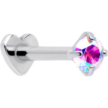 Load image into Gallery viewer, 16G 5/16 Aurora CZ Implant Grade Titanium Threadless Reversible Heart Flatback Stud
