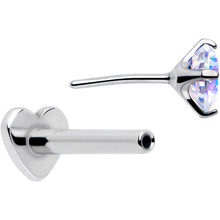 Load image into Gallery viewer, 16G 5/16 Aurora CZ Implant Grade Titanium Threadless Reversible Heart Flatback Stud
