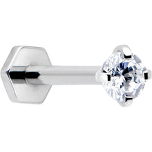 Load image into Gallery viewer, 16G 5/16 Clear Gem Implant Grade Titanium Threadless Reversible Hex Flatback Stud
