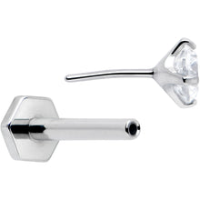 Load image into Gallery viewer, 16G 5/16 Clear Gem Implant Grade Titanium Threadless Reversible Hex Flatback Stud

