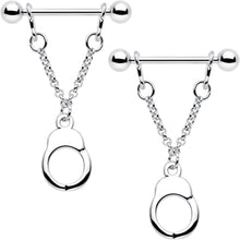 Load image into Gallery viewer, 14G 3/4 Handcuff Chain Dangle Nipple Ring Set
