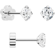 Load image into Gallery viewer, 20G Clear CZ Gem Reversible Flower Flat Back Earring Set of 6
