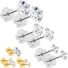Load image into Gallery viewer, 20G Clear CZ Gem Reversible Flower Flat Back Earring Set of 6
