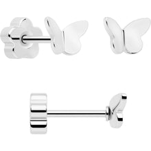 Load image into Gallery viewer, 20G CZ Gem Ball Arch Butterfly Reversible Flower Flat Back Earring Set of 6
