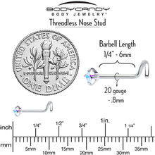 Load image into Gallery viewer, 20G 3mm CZ Prong Set Push-In Threadless Nose Screw Nose Ring
