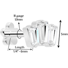 Load image into Gallery viewer, 18G 1/4 Clear Gem Implant Grade Titanium Threadless Flower Reversible Flat Back Earring
