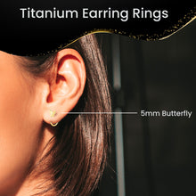 Load image into Gallery viewer, 20G Gold Tone Implant Grade Titanium Butterfly Open Hoop Earring Set
