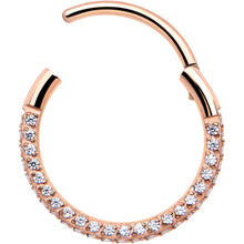 Load image into Gallery viewer, 20G Rose Gold PVD Implant Grade Titanium Triple Sided Micro Gem Hinged Nose Hoop
