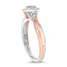Load image into Gallery viewer, 14K Rose Gold Plated Sterling Silver 1/10 Cttw Diamond Heart Motif Ring
