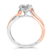 Load image into Gallery viewer, 14K Rose Gold Plated Sterling Silver 1/10 Cttw Diamond Heart Motif Ring
