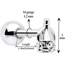 Load image into Gallery viewer, 16G 1/4 Clear Gem Champagne Dreams Cartilage Tragus Earring
