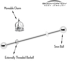 Load image into Gallery viewer, 14G Clear Gem Champagne Dreams Industrial Barbell 38mm
