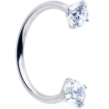 Load image into Gallery viewer, Double Gem Titanium Horseshoe Nose Ring -  Internally Threaded Solid Titanium CZ Horseshoe Nose Hoop
