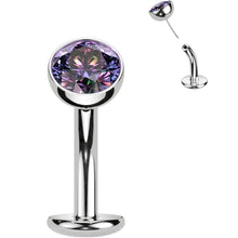 Load image into Gallery viewer, CZ Bezel Gem Titanium Threadless Floating Belly Ring

